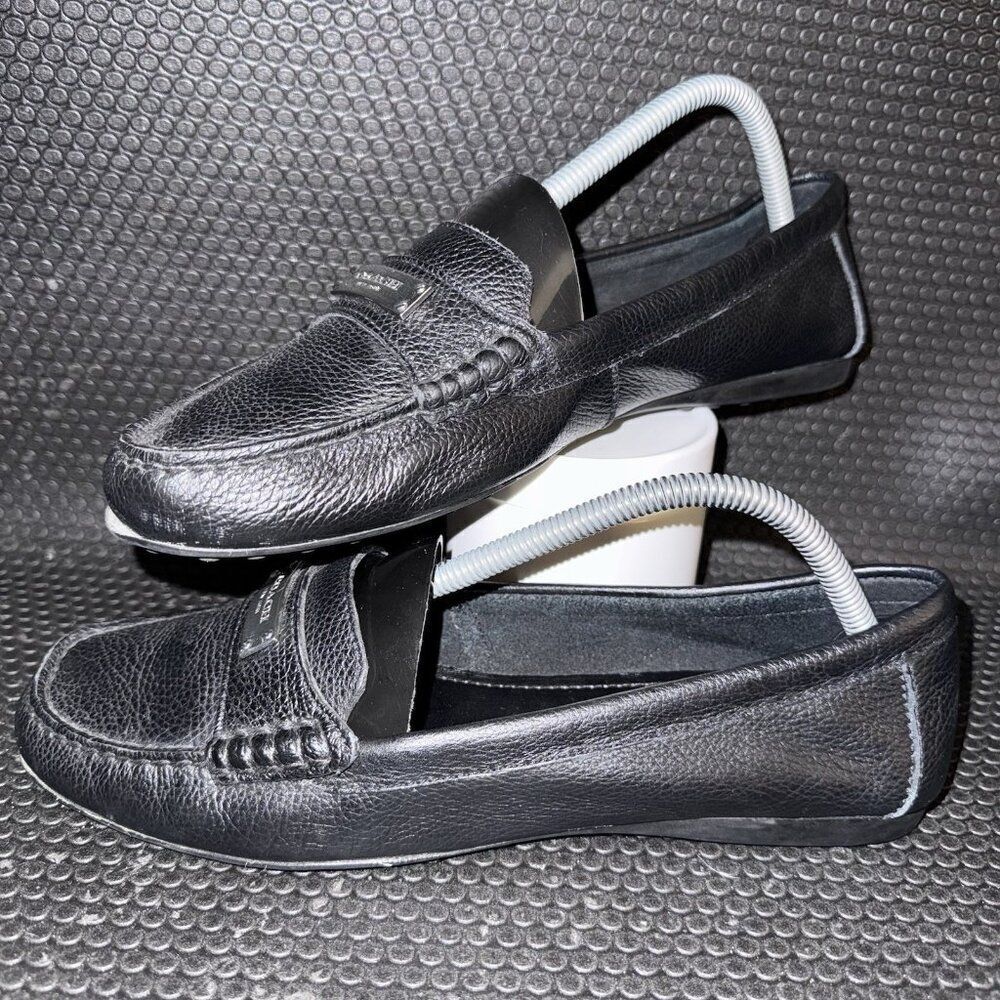 Coach Fredrica Black Leather Slip On Comfort Driving Loafers Women's Size 10B